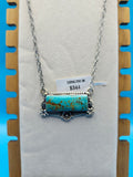#8  Turquoise bar on an adjustable 18" Silver Chain.