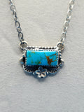 Small Kingman Turquoise Pendant on 18" silver paperclip chain