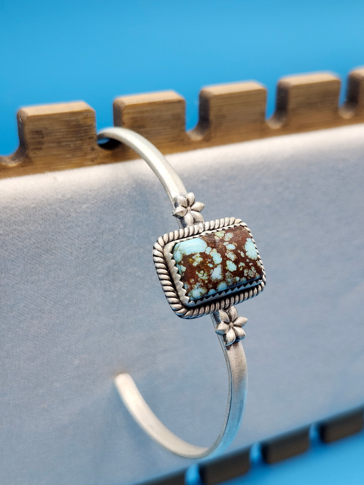 #8 Turquoise and Silver adjustable cuff