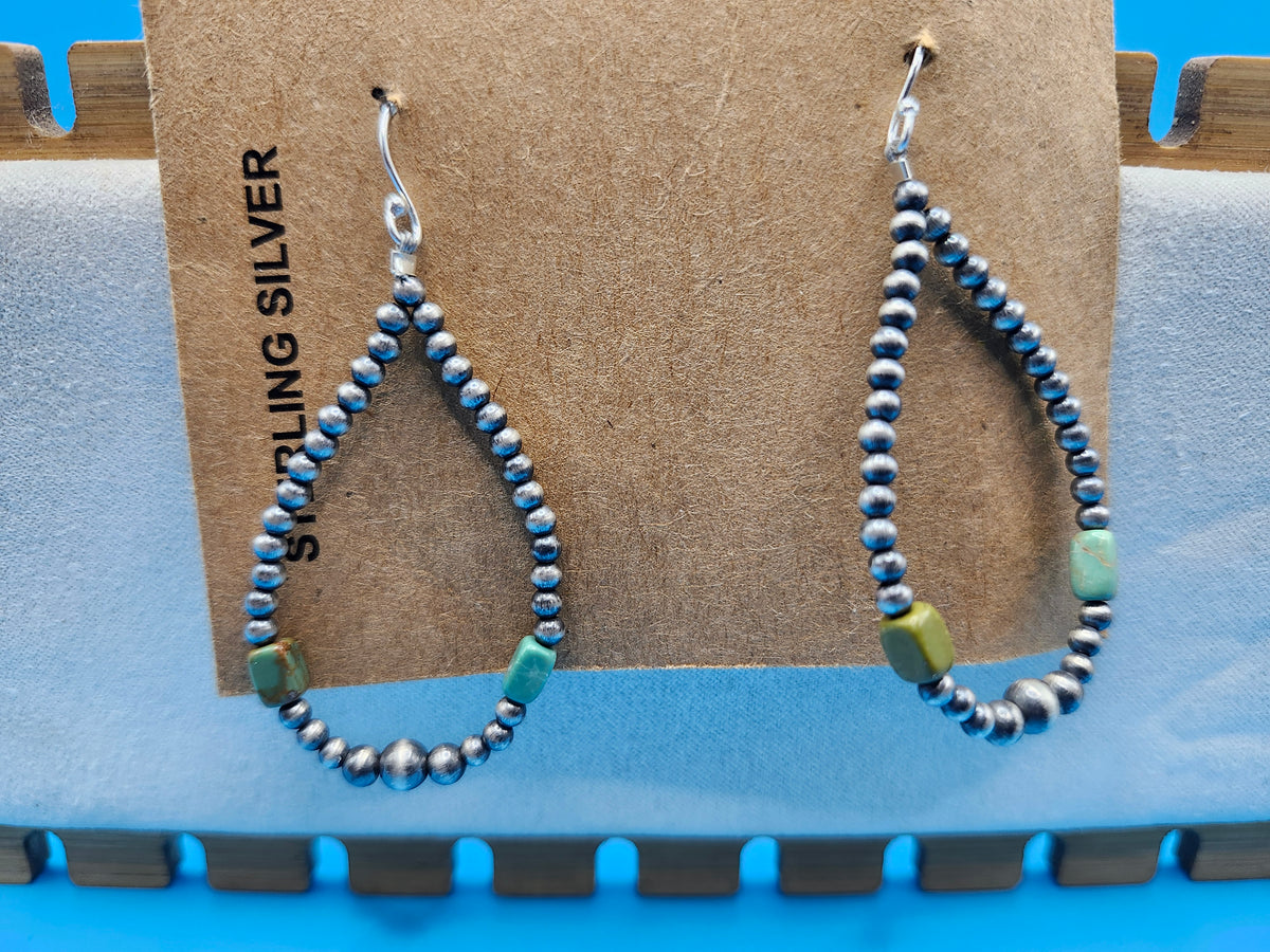 .925 Silver Pearl Earrings with Genuine Turquoise beads