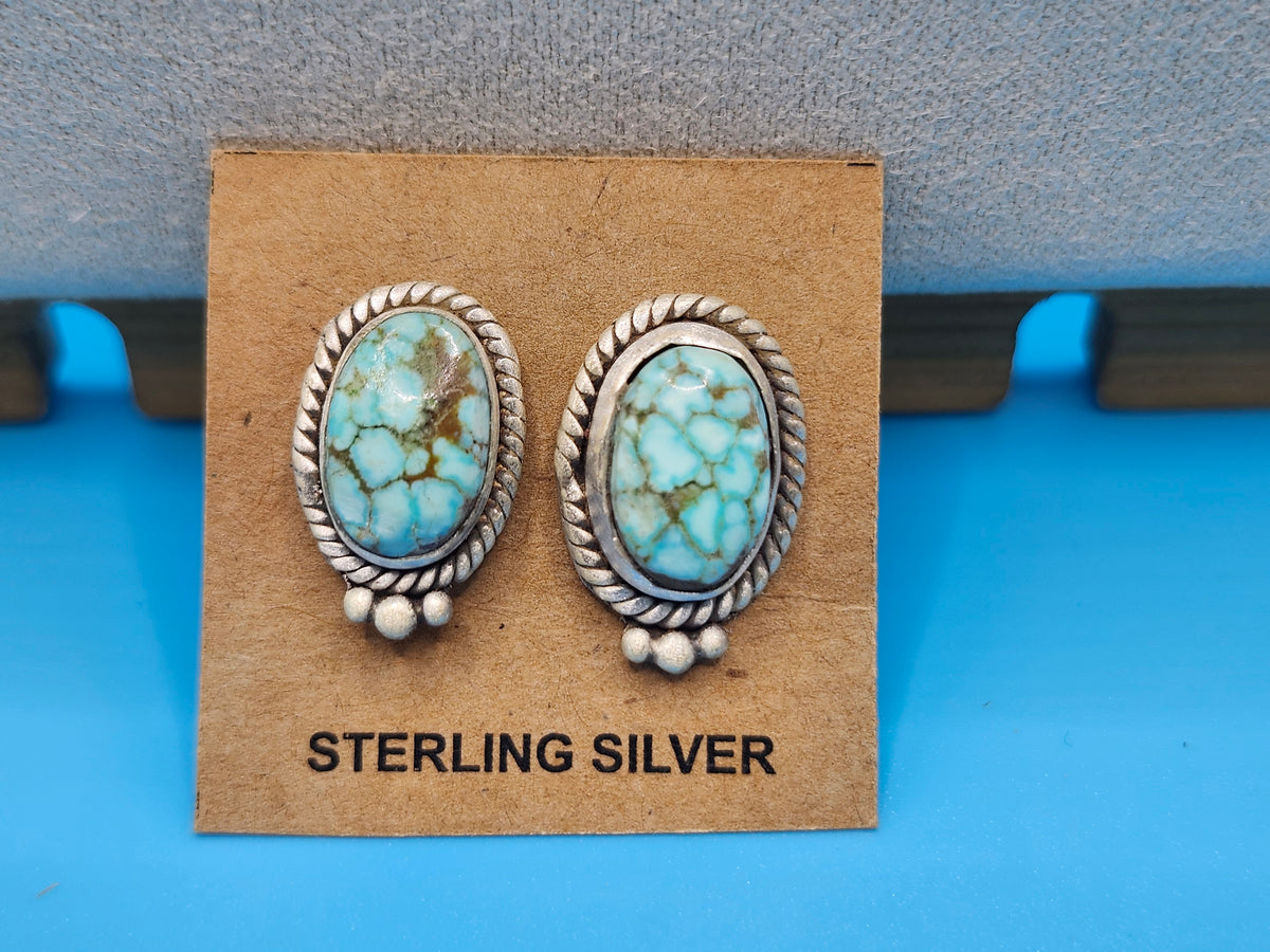 Silver and #8 Turquoise Oval Earrings