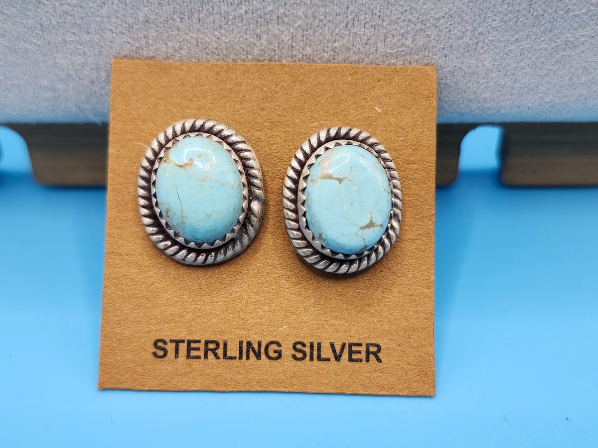 #8 Turquoise and Silver stud Earrings