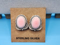 Oval Pink Conch and Silver Studs