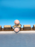 Native made Round Pink Conch 2 stone bypass ring