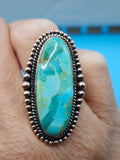Blues Stone and Copper adjustable band Ring