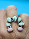 Paloma Variscite and Pink Conch Naja Ring with adjustable band